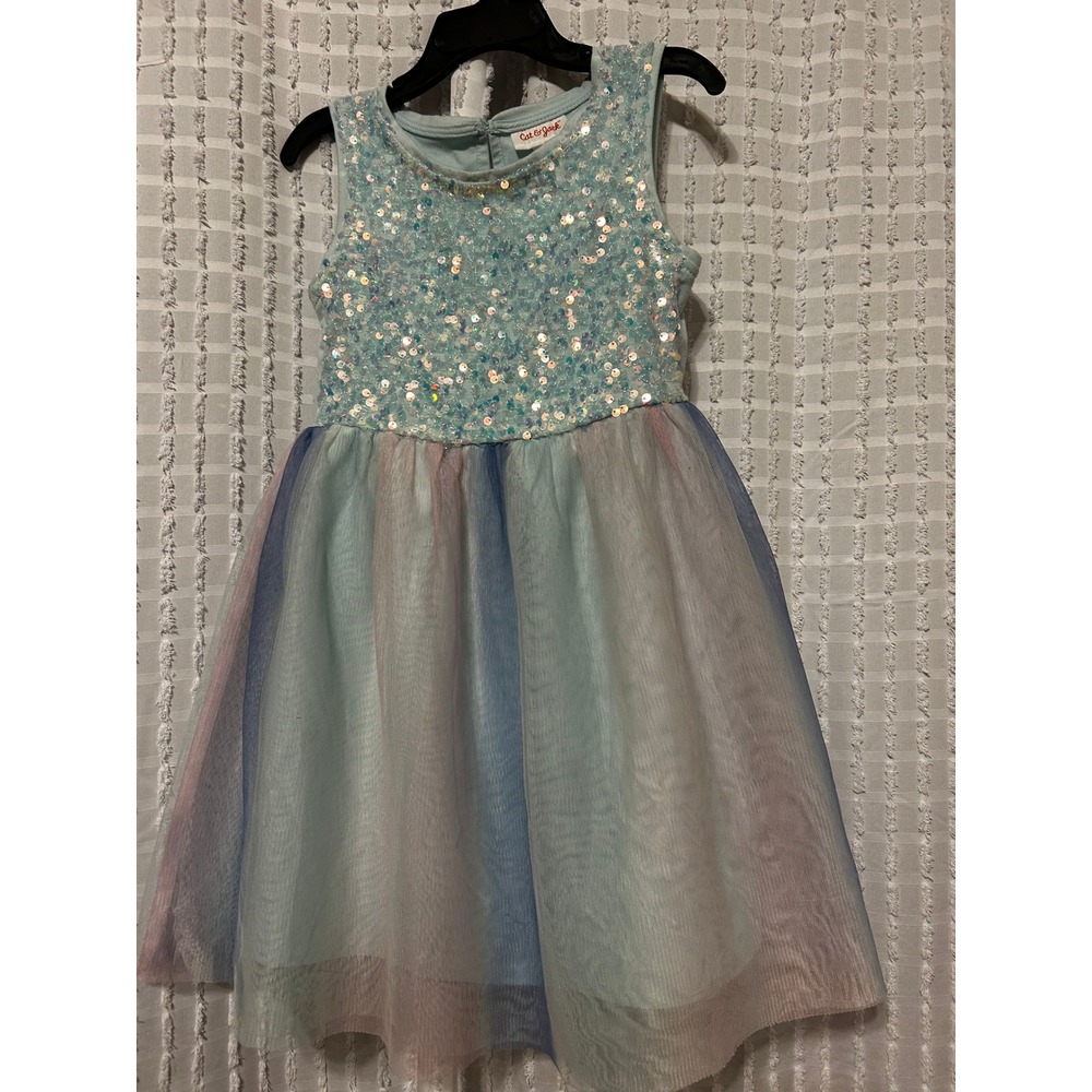 Cat & Jack Girls Sequin Tulle Party Dress Pastel Rainbow XS 4-5